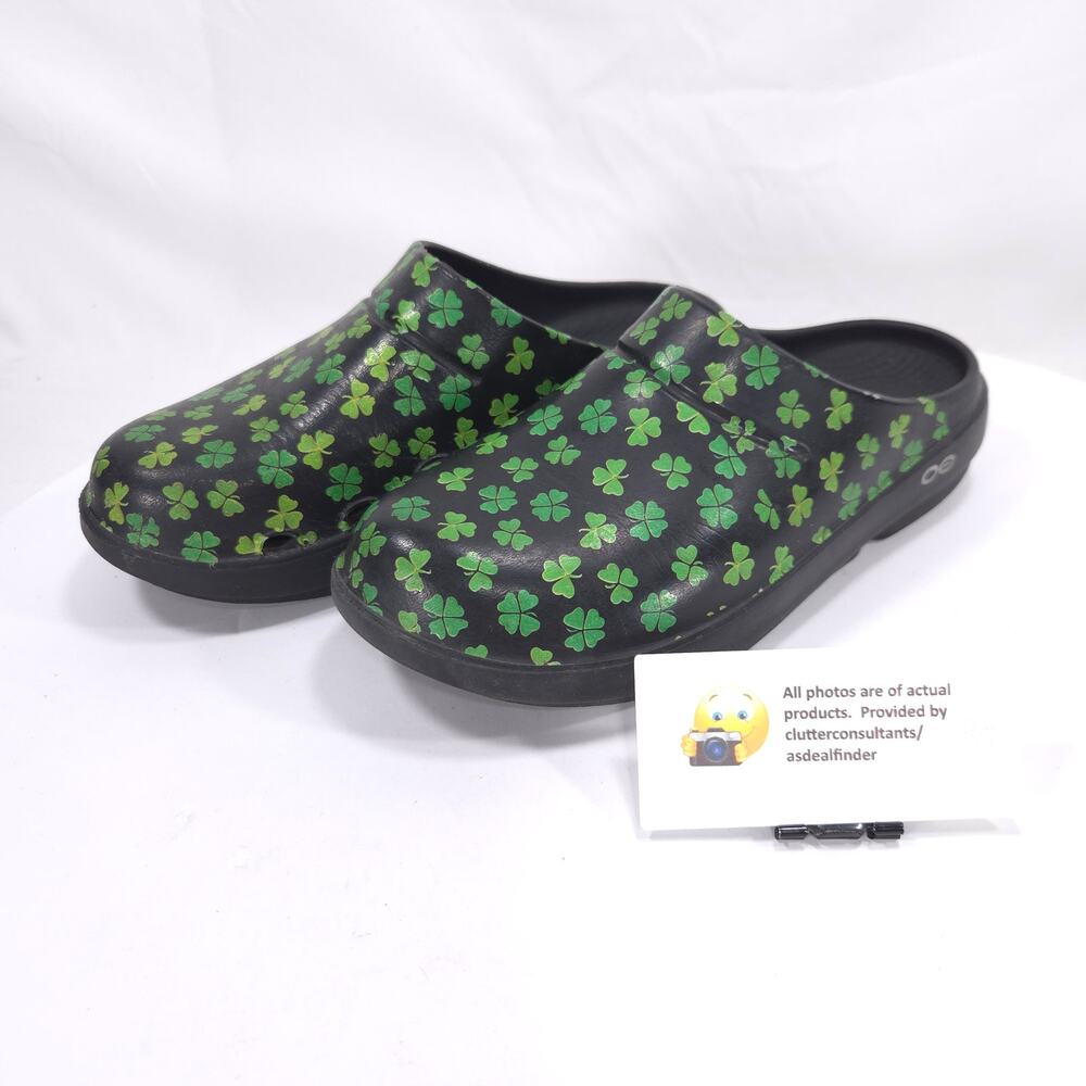 Oofos OOcloog Slip on Comfort Clog Shoe Womens Size 7 Mens Size 5 Green Black